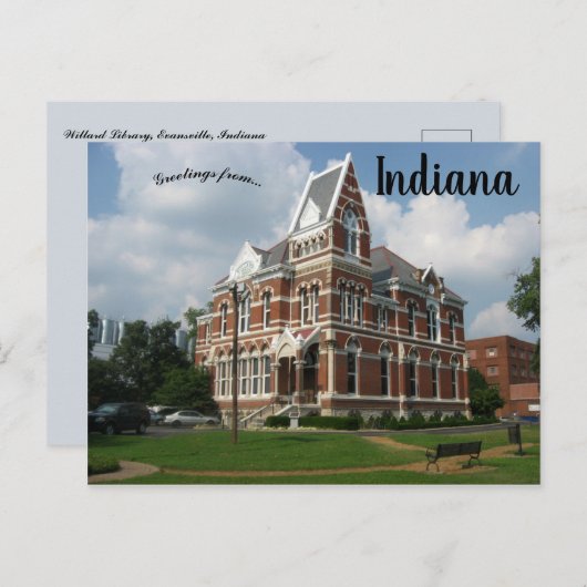 Willard Library Evansville Indiana Briefkaart (Voorkant / Achterkant)