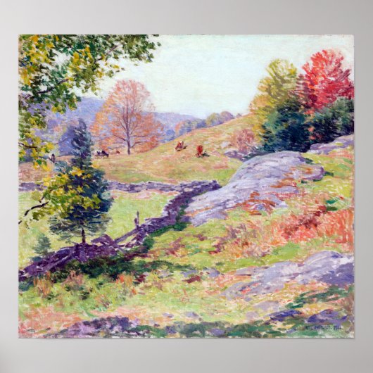Willard Metcalf Hillside Pastures—september Poster (Voorkant)