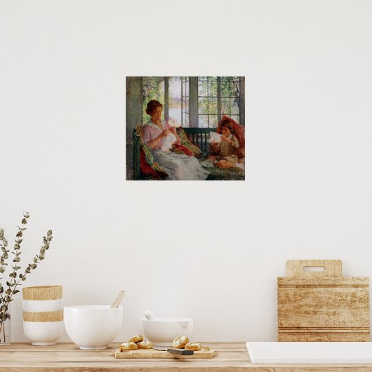 Willard Metcalf Mijn vrouw en dochter Poster (Keuken)