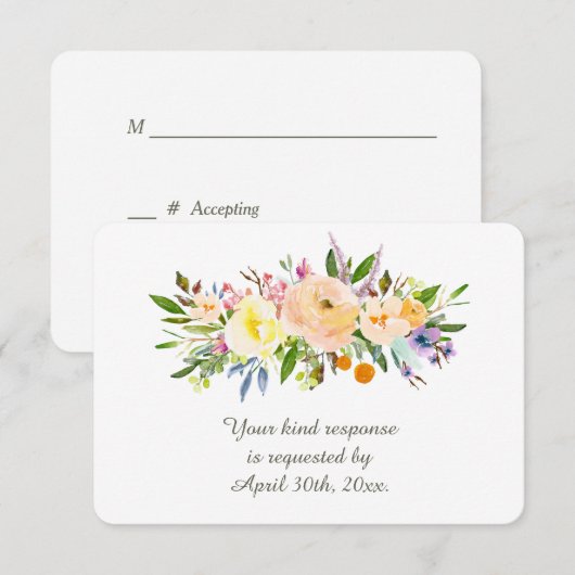Wille en Floral Wedding RSVP (Voorkant / Achterkant)
