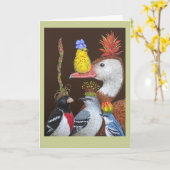 Wille the warbler and its guests wenskaart kaart (Gele Bloem)