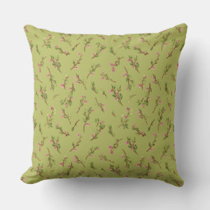 Willekeurig bloemendecor op chartreuse groen kussen