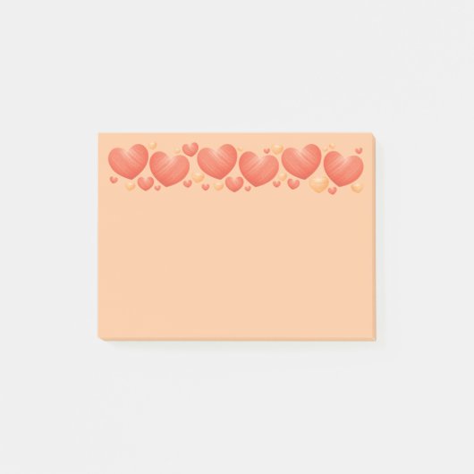 Willekeurig formaat oranje harten post-it® notes (Voorkant)