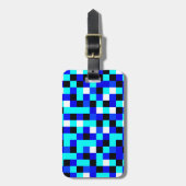 Willekeurig gecheckte pixelkunst - Blauw en wit Bagagelabel (Voorkant verticaal)