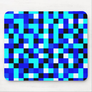 Willekeurig gecheckte pixelkunst - Blauw en wit Muismat