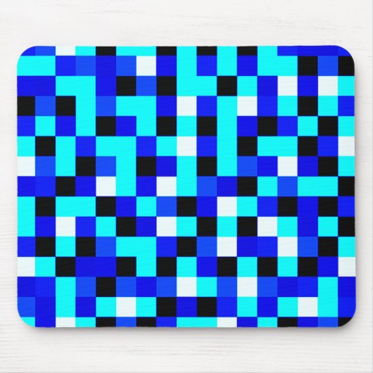 Willekeurig gecheckte pixelkunst - Blauw en wit Muismat (Voorkant)