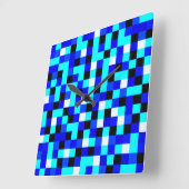 Willekeurig gecheckte pixelkunst - Blauw en wit Vierkante Klok (Hoek)