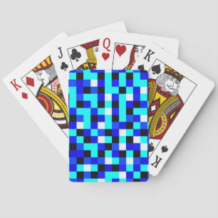 Willekeurig gecheckte pixelkunst - Blauw & wit Pokerkaarten