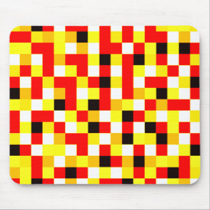 Willekeurig gecheckte pixelkunst - rood en geel muismat