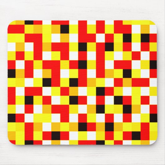 Willekeurig gecheckte pixelkunst - rood en geel muismat (Voorkant)