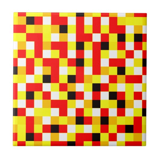 Willekeurig gecheckte pixelkunst - rood en geel tegeltje (Voorkant)