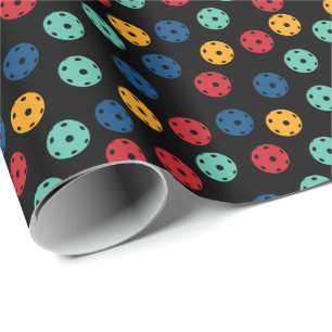 Willekeurig geel, blauw en rood pickleballpatroon cadeaupapier