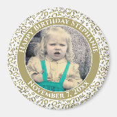 Willekeurig Getal Patroon 70e Verjaardag Goud/Wit Magneet (Voorkant)