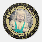 Willekeurig Getal Patroon 70e Verjaardag Zwart/Gou Magneet (Voorkant)