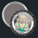 Willekeurig Getal Patroon 70e Verjaardag Zwart/Wit Magneet<br><div class="desc">Pas de tekst in het midden van het ontwerp eenvoudig aan met behulp van de meegeleverde sjabloon. Dit coole over-the-hill ontwerp is een zwart-wit willekeurig nummerpatroon met het mijlpaalnummer 70 herhaald in verschillende maten en hoeken in een all-over print. De witte ring rond het centrum heeft sjablonen voor jouw tekst....</div>