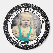 Willekeurig Getal Patroon 70e Verjaardag Zwart/Wit Magneet (Voorkant)