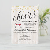 WILLEKEURIG JAAR - Cheers Wine Jubileum Uitnodigin Kaart (Staand voorkant)