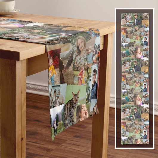 Willekeurig overlappende foto collage sjabloon korte tafelloper