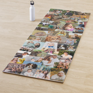Willekeurig overlappende fotocollage sjabloon yogamat