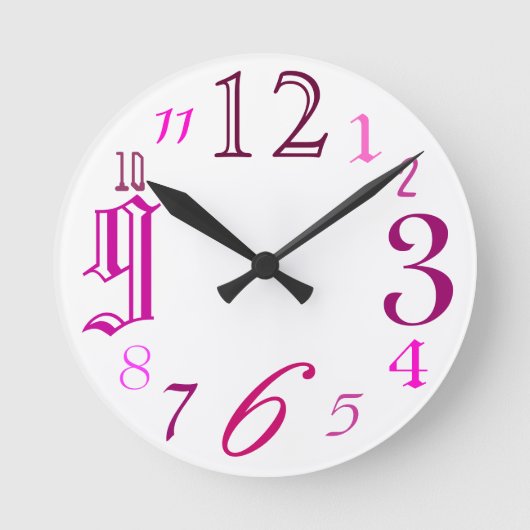 Willekeurig (roze) ronde klok (Voorkant)