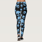 Willekeurig schedelpatroon Blauw Zwart Leggings (Achterkant)