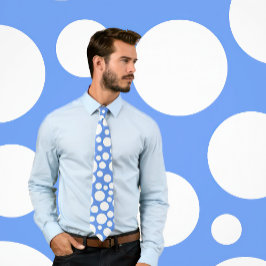 Willekeurig wit polka dotpatroon korenbloem blauw  stropdas