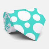 Willekeurig wit polka dotpatroon op turquoise Stro Stropdas (Opgerold)