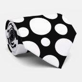 Willekeurig wit polka dotpatroon op zwart Stropdas (Opgerold)