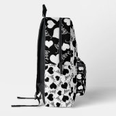 WILLEKEURIG ZWART & WIT HARTEN MET LIEFDESSCRIPT BEDRUKTE RUGZAK (Links)