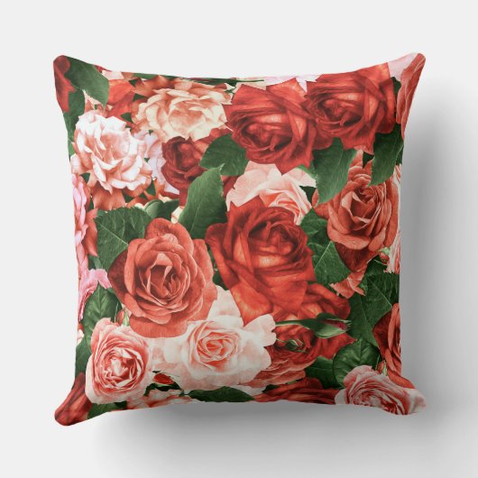 Willekeurige arrangementen van roze rode rozen blo kussen (Achterkant)