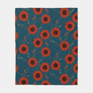 Willekeurige Art Nouveau Zonnebloemen Retro Bloem Fleece Deken