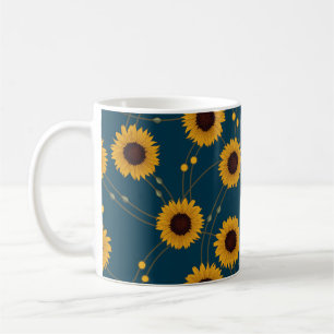 Willekeurige Art Nouveau Zonnebloemen Retro Bloem Koffiemok