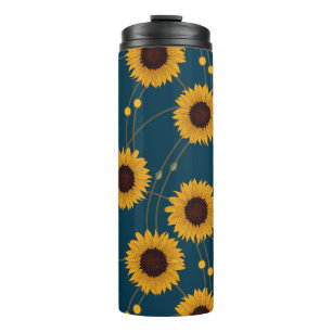 Willekeurige Art Nouveau Zonnebloemen Retro Bloem Thermosbeker