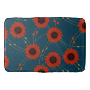 Willekeurige Art Nouveau Zonnebloemen Retro Bloeme Badmat