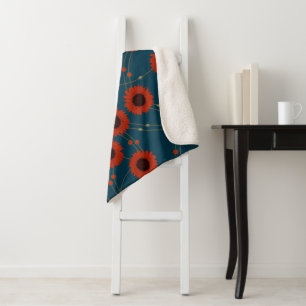 Willekeurige Art Nouveau Zonnebloemen Retro Bloeme Sherpa Deken