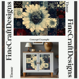 Willekeurige Bloem Tegels Collage Decoupage Rechts Tissuepapier