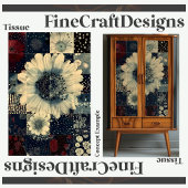 Willekeurige Bloem Tegels Collage Decoupage Rechts Tissuepapier