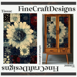 Willekeurige Bloemen Tegel Collage Decoupage Links Tissuepapier