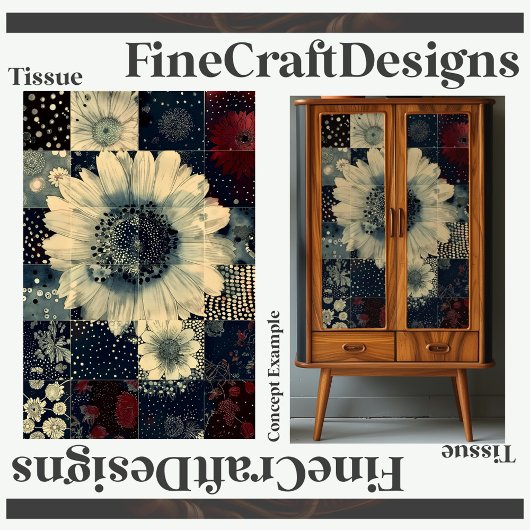 Willekeurige Bloemen Tegel Collage Decoupage Links Tissuepapier