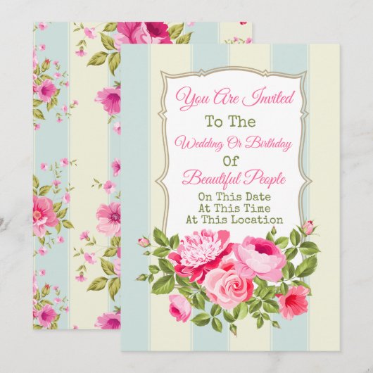 Willekeurige bloemige uitnodiging (Voorkant / Achterkant)