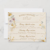 willekeurige botanische krans romantische trouwdag RSVP kaartje (Voorkant)