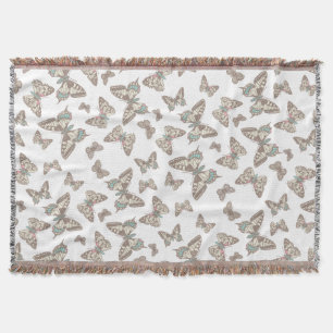 Willekeurige butterflies in stijl wit patroon werp deken