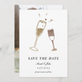 Willekeurige Champagne 'Save the Date'-kaart met f Kaart (Voorkant / Achterkant)