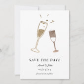 Willekeurige Champagne Save the Date kaart met fot (Voorkant)