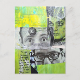 Willekeurige collage van vintage gezichten groen g briefkaart