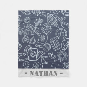 Willekeurige Doodles Donkerblauw Persoonlijk Fleece Deken