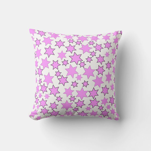 Willekeurige Fel Roze Sterren Kussen (Voorkant)