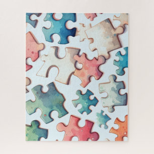Willekeurige gekleurde puzzelstukken zo puzzelend legpuzzel