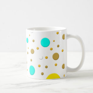 Willekeurige Gele Turquoise Gouden Stippen Koffiemok