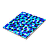 Willekeurige geruite pixelkunst - Blauw & Wit Tegeltje (Zijkant)